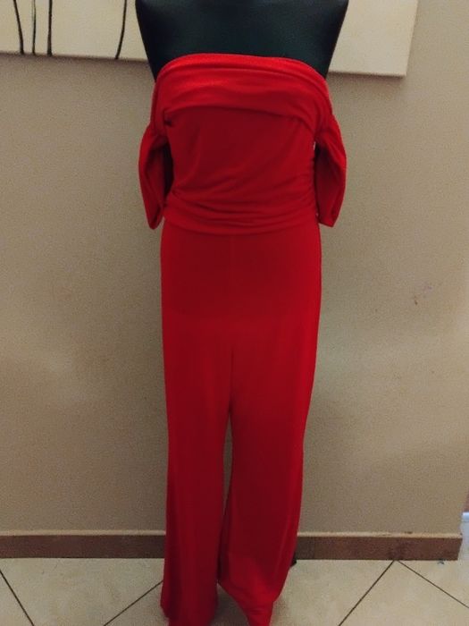 Czerwony kombinezon M L 38 40 hiszpanka spodnie dzwony
