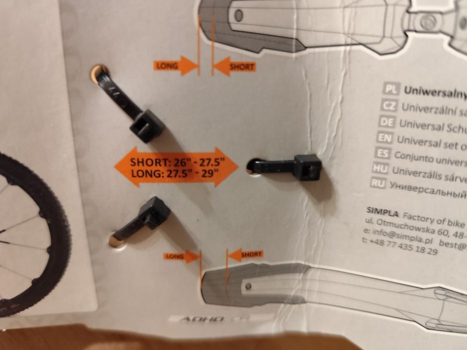 Uniwersalny komplet błotników SIMPLA ADHD Short 26"-27,5 Long 27,5-29"
