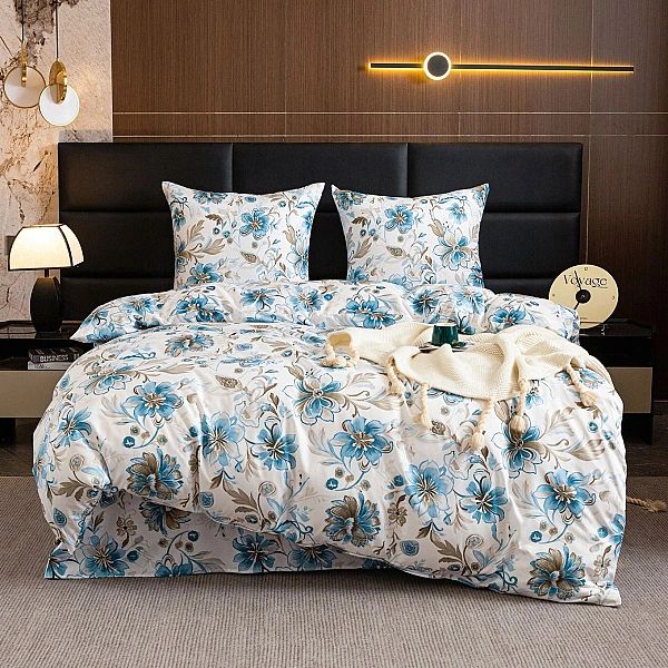 POŚCIEL Maria poszewka 70x80 komplet 140x200/2 części SATYNOWA kwiaty