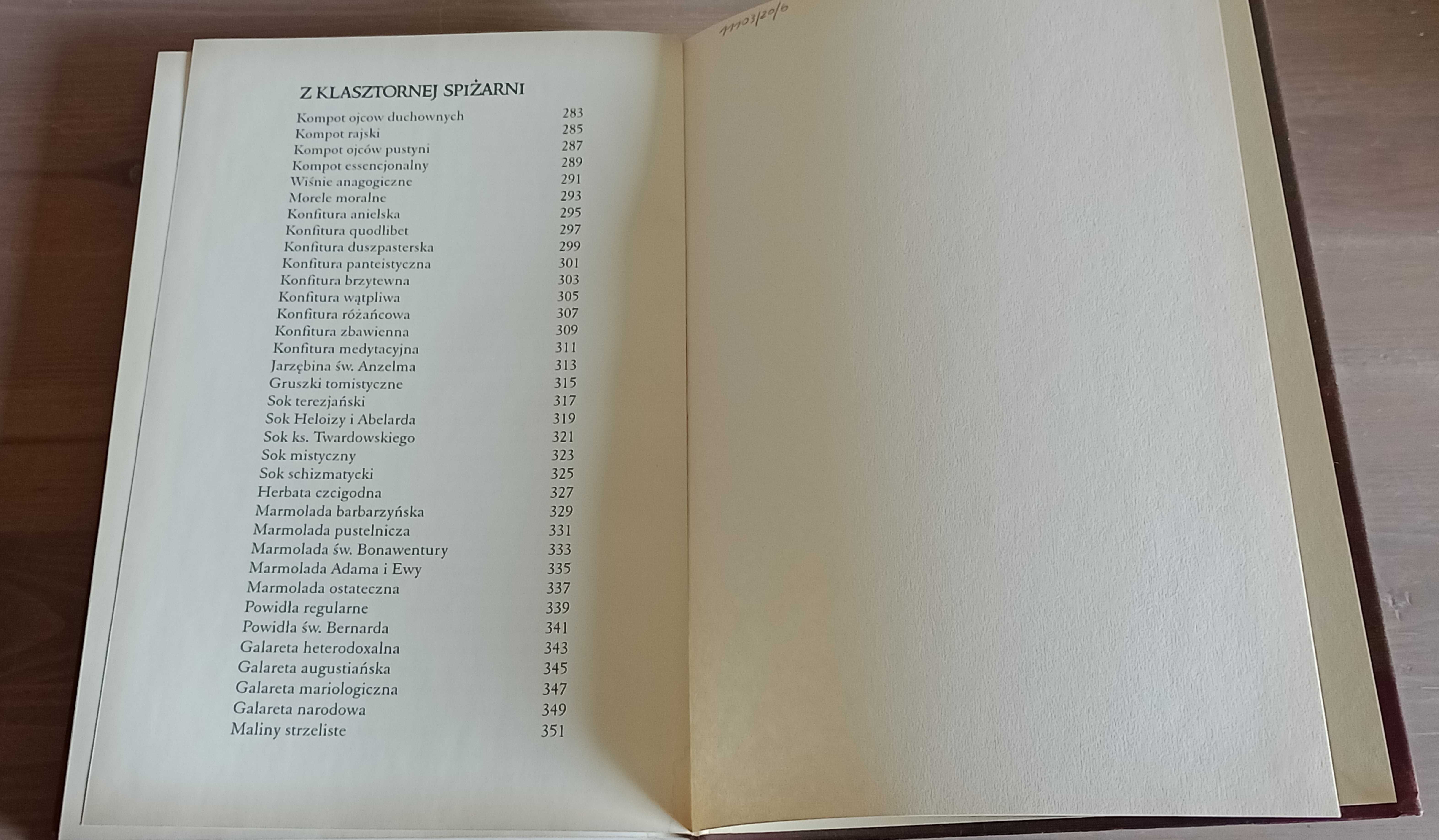 Receptury Klasztorne dla duszy i ciała Jacek Kowalski spis treści