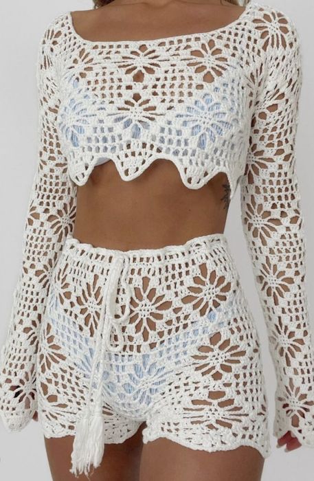 Komplet letni plażowy bawełniany handmade