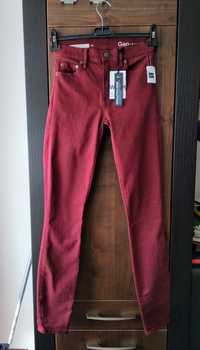 Nowe spodnie rurki burgundowe Gap S