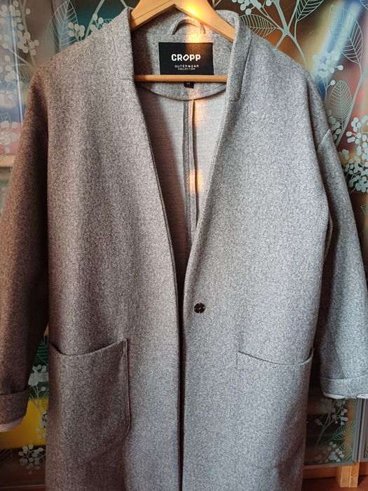 Szary płaszcz narzutka Cropp 38 M