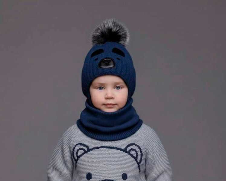 Теплий набір хлопчику 1 місяць - 2 3 роки зимова дитяча шапка та хомут