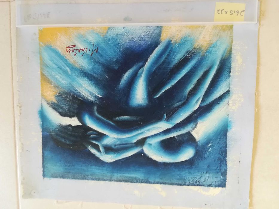 Tela pintada a óleo sem moldura 26, 5X22cm