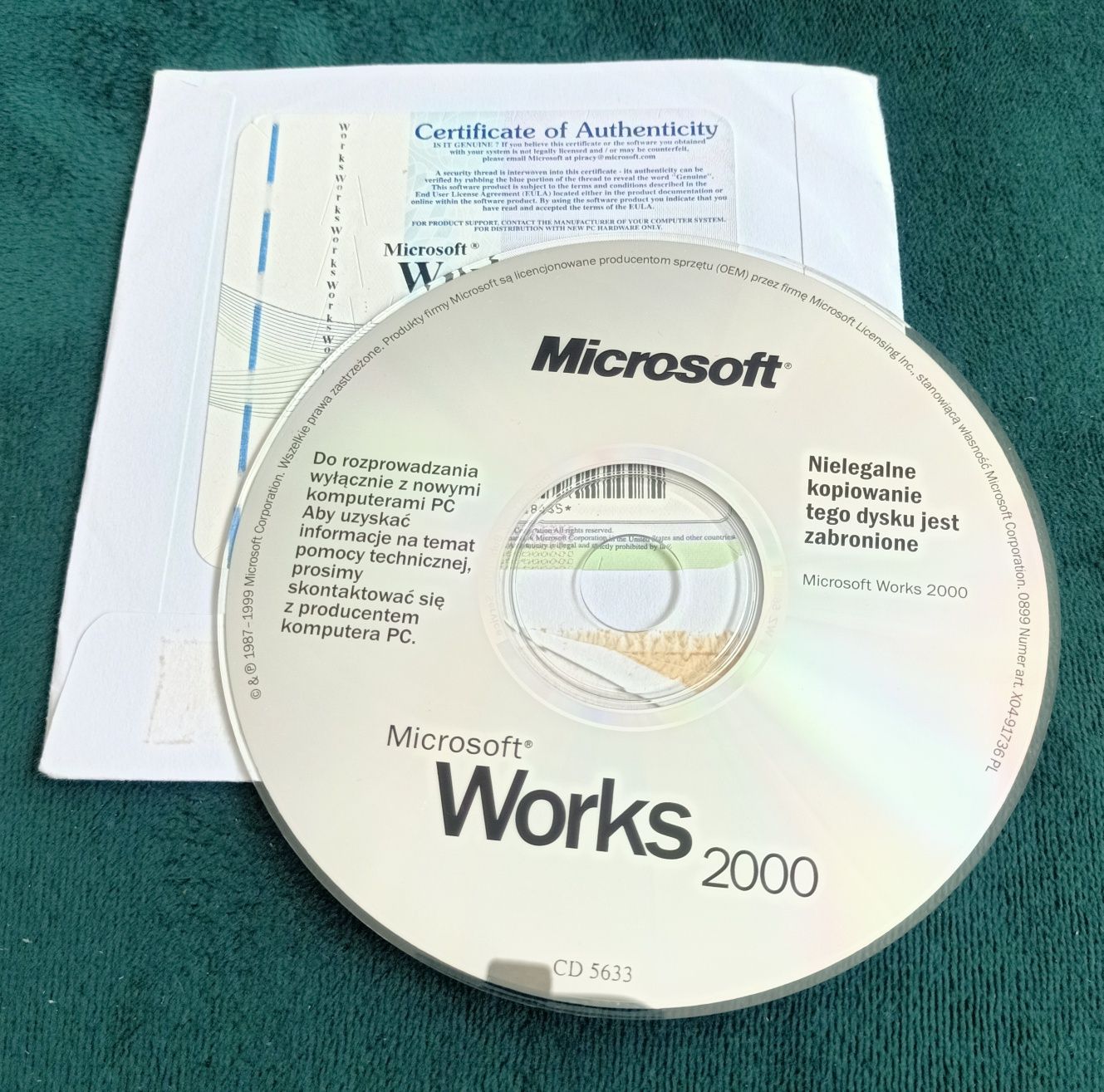 Microsoft Works 2000 - nowy płyta CD + certyfikat