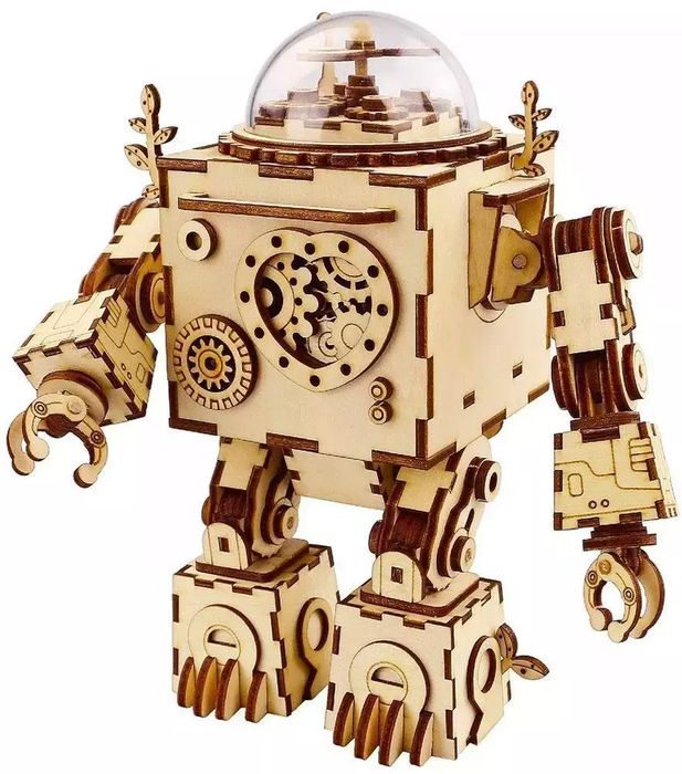 Puzzle Drewniane 3D-Pozytywka LED Steampunk Robot. Robotime
