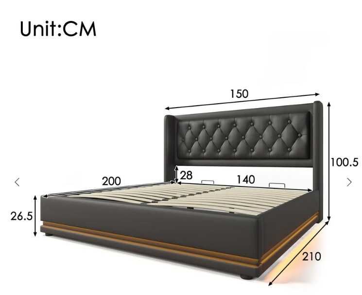 Cama Casal 140x200cm Pu Branco Com Cama Baú Hidráulico e Cabeceira.