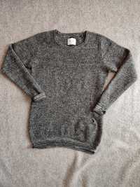Szary miękki sweter z wełny jagnięcej. M/L