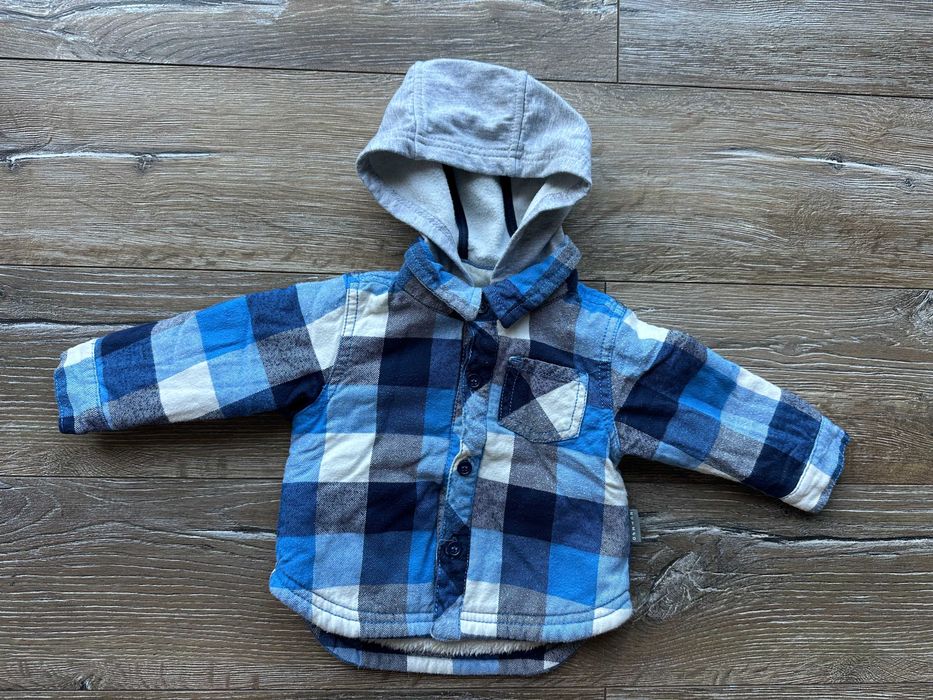 Ciepła ocieplana koszula bluza w kratę z futerkiem Nutmeg 68-74 cm 6-9