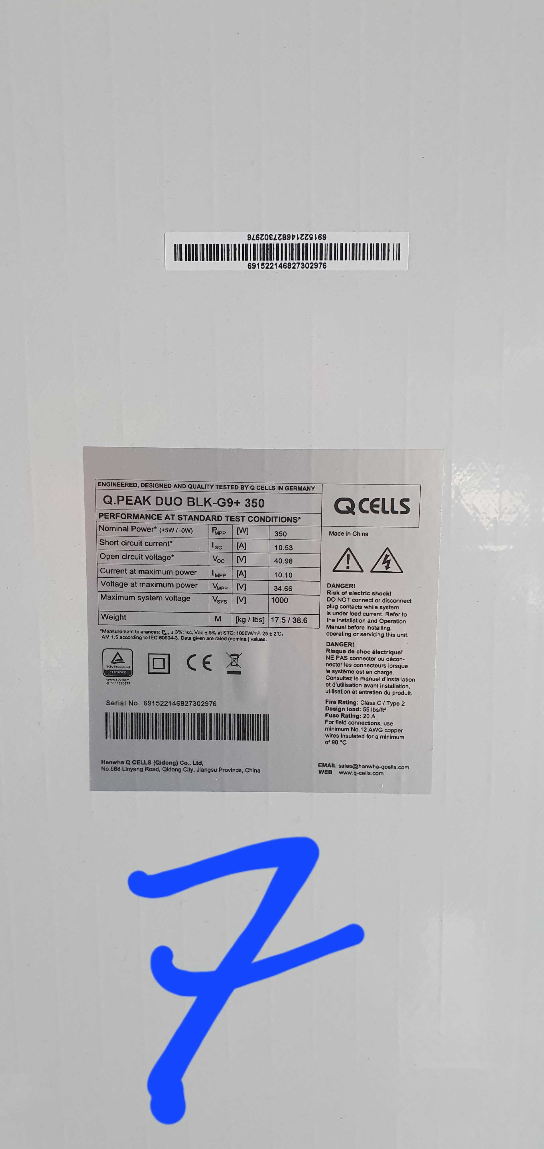 Nowe Panele QCells Q.PEAK DUO-G9 350W 7szt Full Black Off Grid 2,5KW