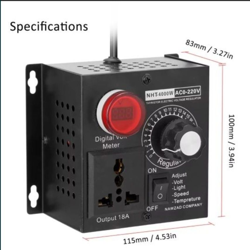 Regulator obrotów napięcia 230Volt 4000Wat Max wyświetlacz LED