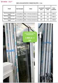 3 szt. okien balkonowych PVC 200 x 250 wys V70 VEKA