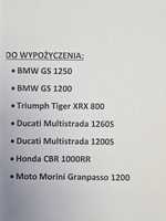 Wypożyczalnia motocykli wynajem BMW GS Ducati Multistrada 1260 Triumph
