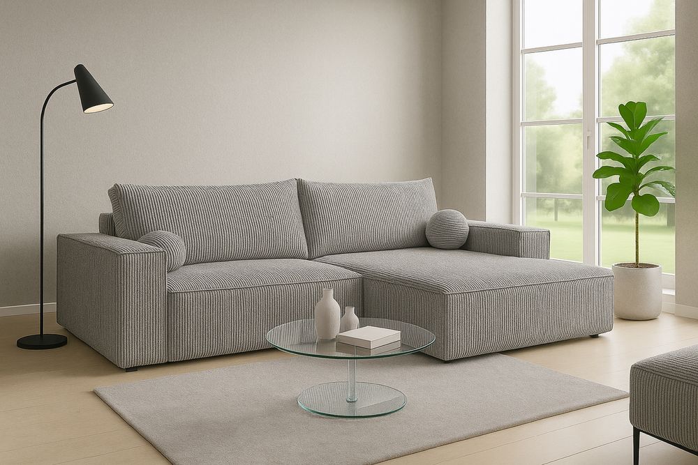 Narożnik rozkładany kanapa COBO L mini 255 cm sztruks funkcja spania