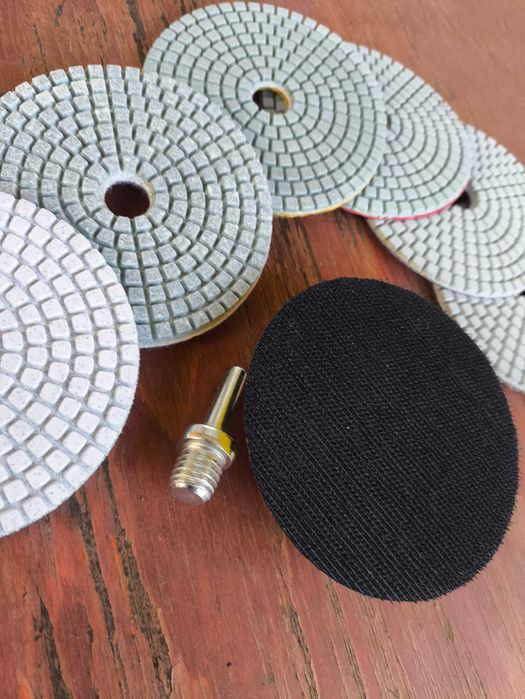 Komplet 7 Sztuk Tarcze + Dysk Drobiny Diamentowe Szlifowania Poler M14