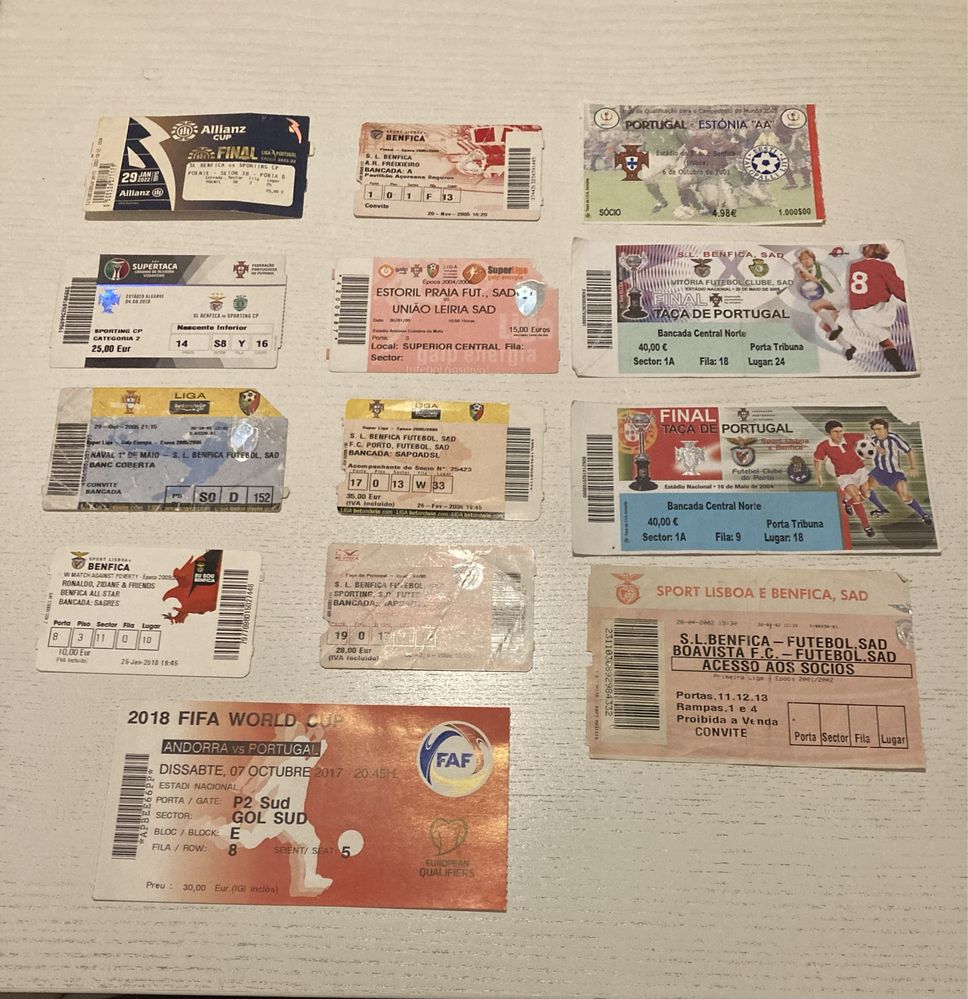 12 Bilhetes Futebol Campeonat Taça Colecionadores