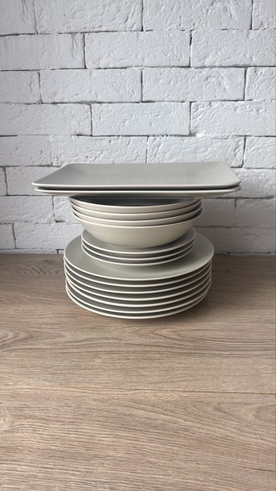 16 sztuk Ikea FARGKLAR dinera zestaw obiadowy kamionka patera