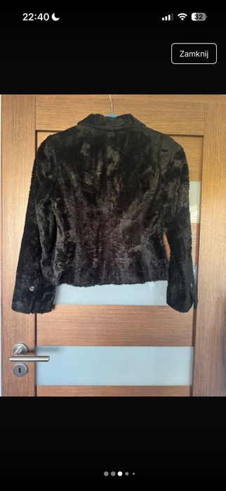 Czarny futrzany żakiet/ futerko