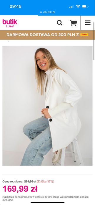 Płaszcz ecru przejściowy