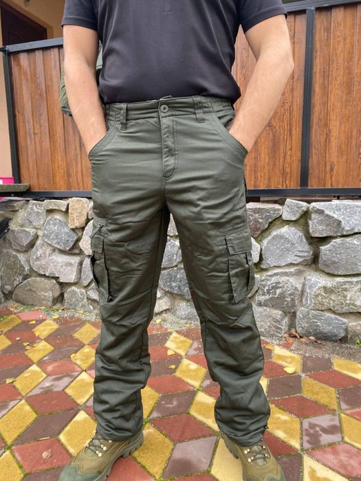 Чоловічі штани карго великих розмірів зимові Loshan олива і чорні.