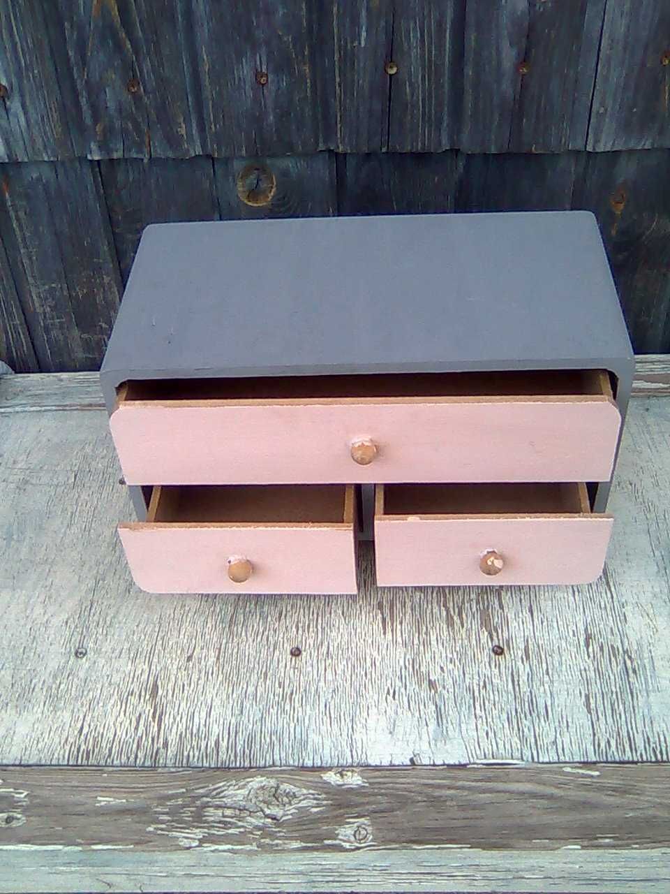 Mini szafka, szkatułka, regalik 3 szufladki wys.17,5cm lata 50/60-te