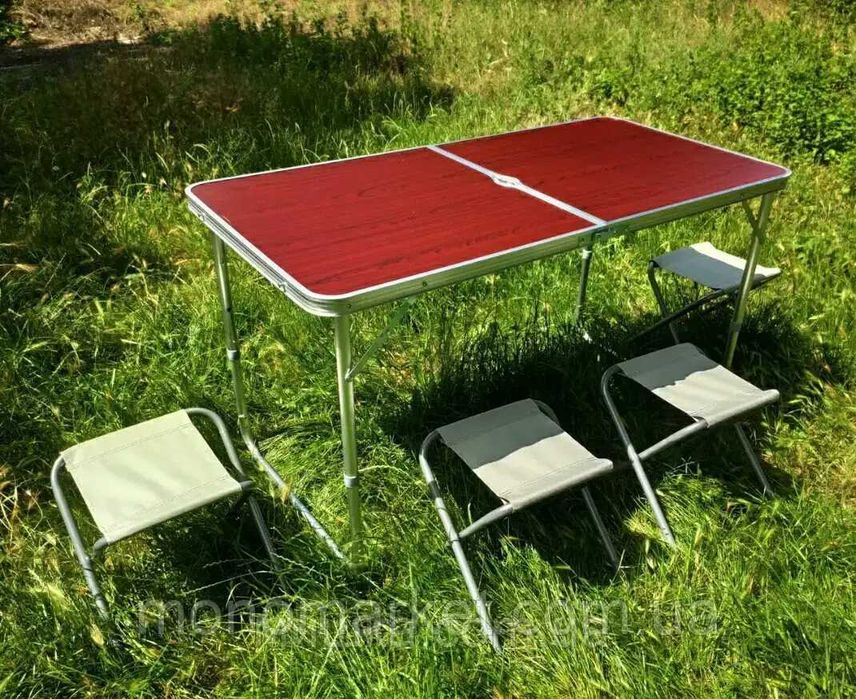 Стол раскладной 3 режима высоты + 4 стула + чемодан/Стіл розкладний
