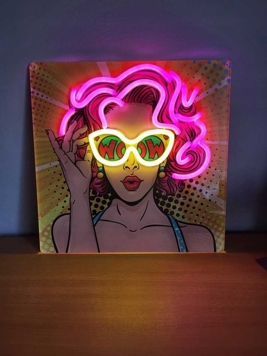 Neon Lampka Pop Art LED Wiszący Obraz Podświetlany Do Pokoju
