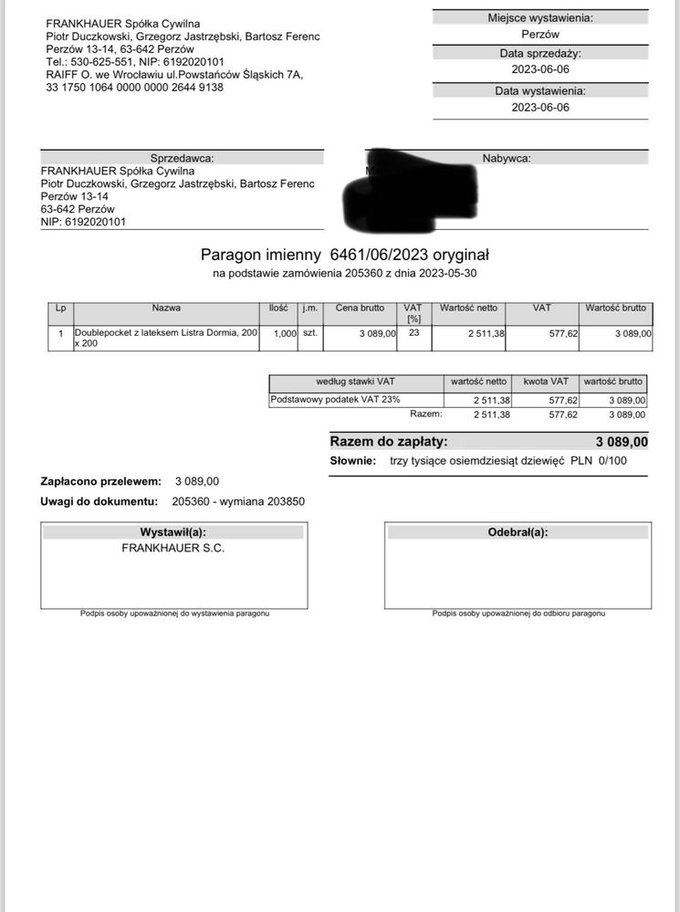 Materac 200 x 200 Doublepocket z lateksem Listra