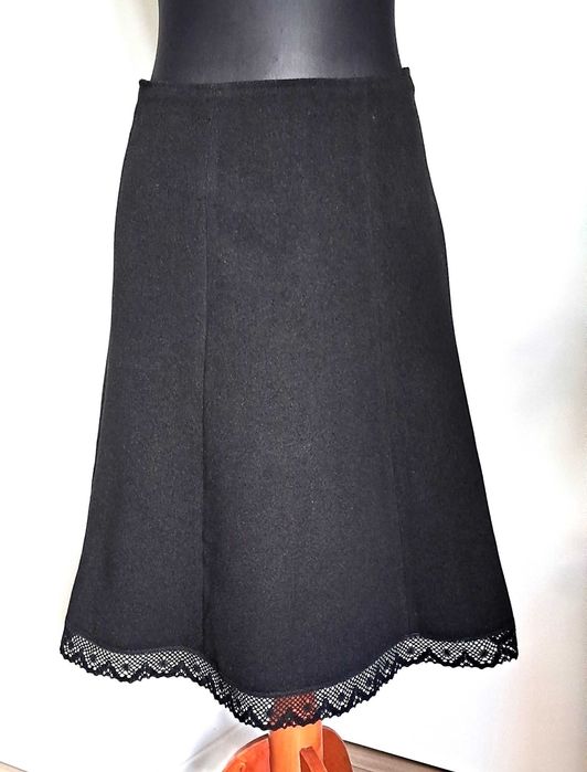 Spódnica midi czarny flausz koronka S/M