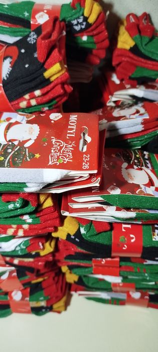 Świąteczne Skarpetki bawełniane dziecięce 23-26  prezent mikołajki  
W