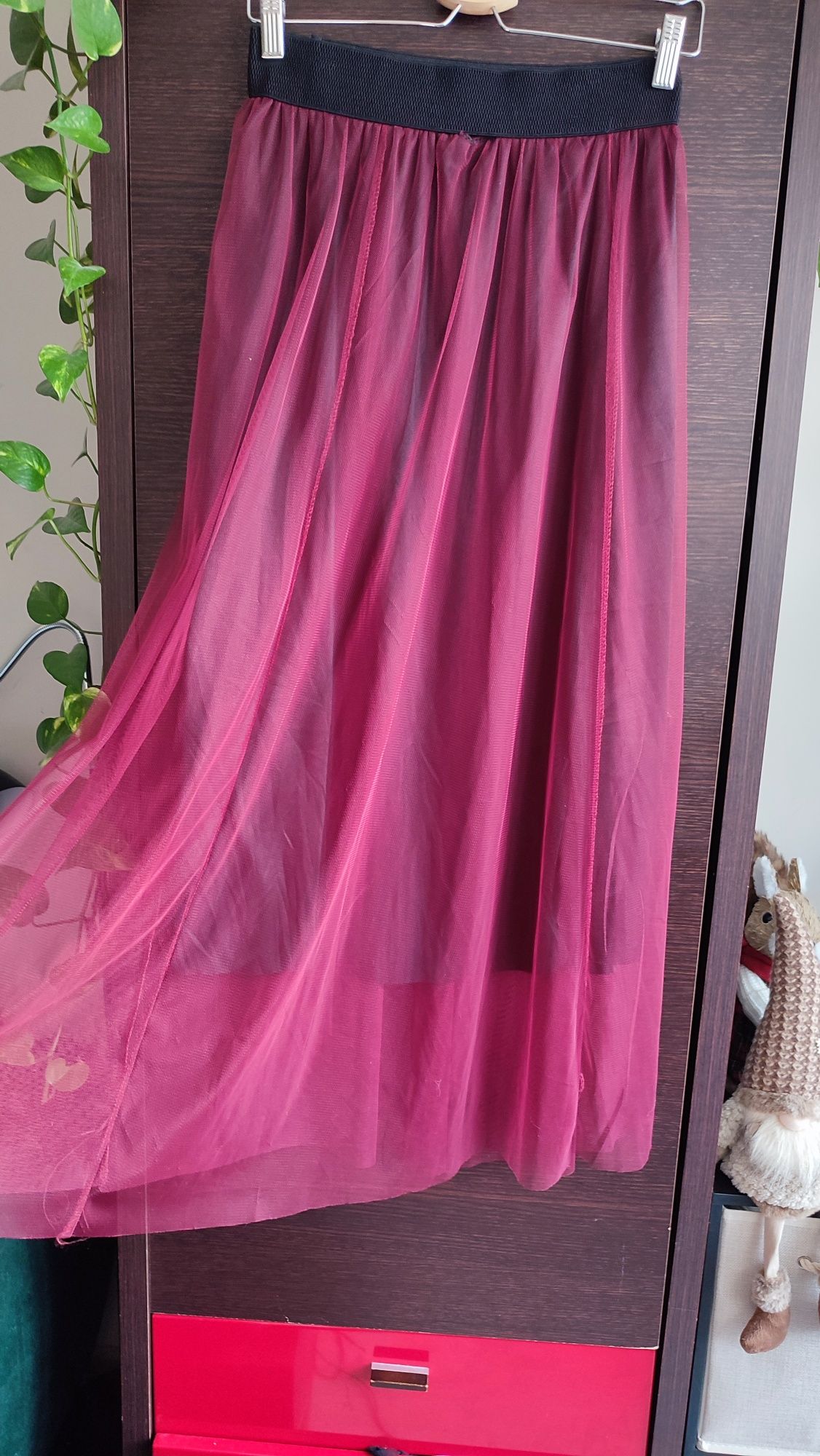 Spódnica tiulowa maxi 36 S bordo
