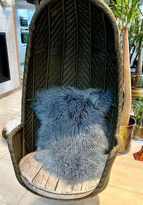 Dywan skórzany owcza skóra lama niebieski błękit blue