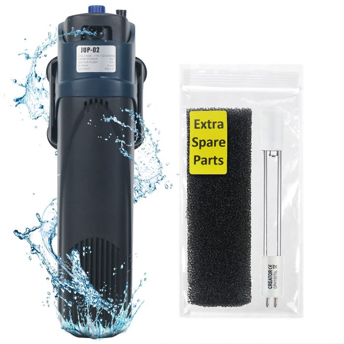 Cichy filtr UV 4w1 do akwarium 40-150L Coospider z pompą i lampą UV