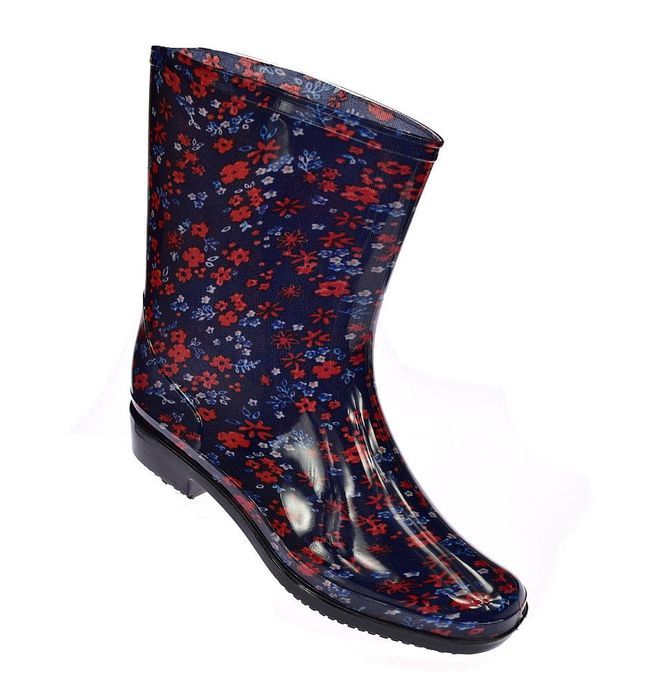 Kalosze damskie gumowce kwiaty ANX-01 Red-2 rozm 41