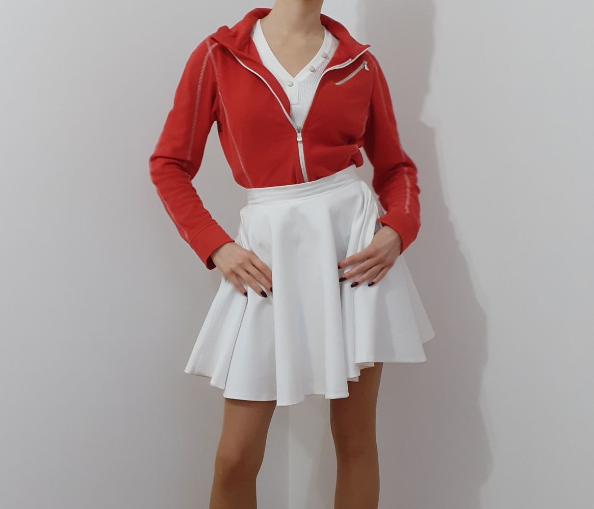 Sporty chic Czerwona bluza polarowa na zamek Preppy