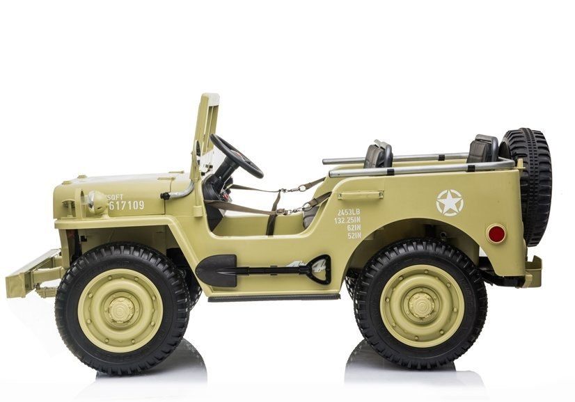 TRZY osobowy 4x4 +ŁOPATKA  Auto na Akumulator  willys  JH101 Khaki