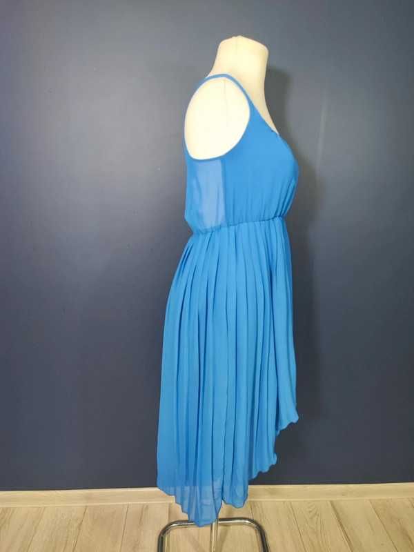 3336. Niebieska kobaltowa asymetryczna sukienka 38 M