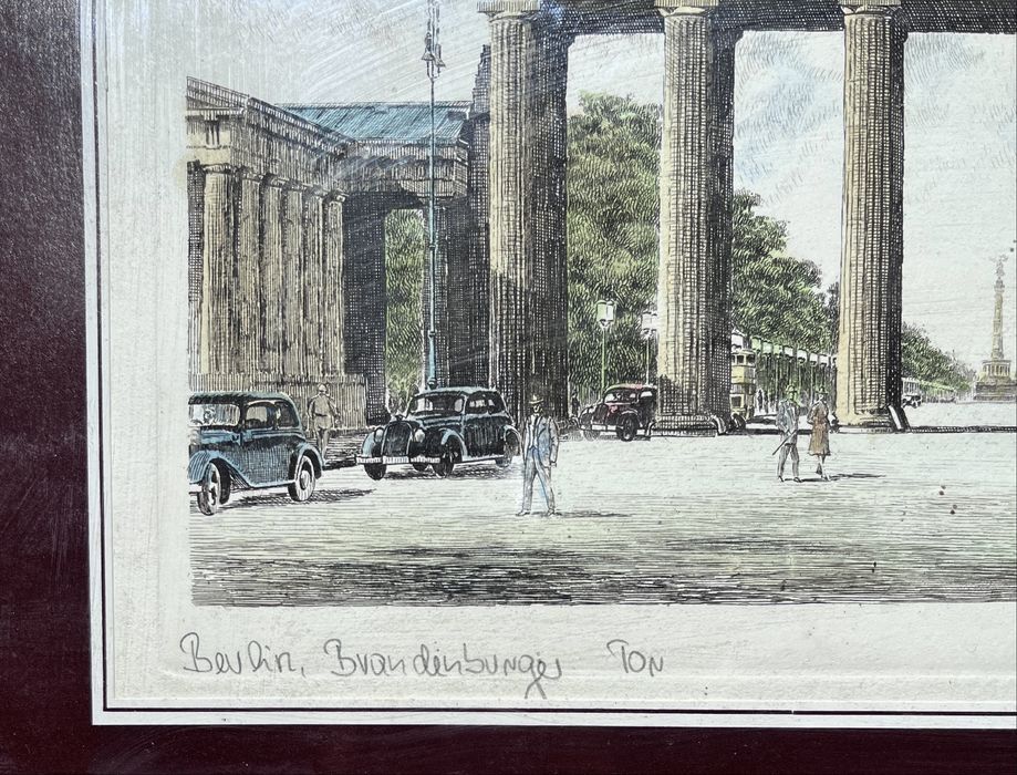Kolorowana akwaforta - Albrecht Bruck - Berlin, Brama Brandenburska