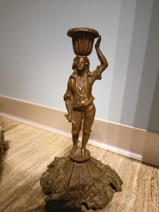 Zegar kominkowy mosiężny ze świecznikami