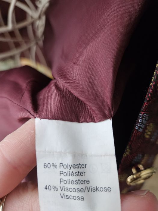 Burgundowa Kamizelka damska Retro Bordowa w Listki/Krople Złote Guziki