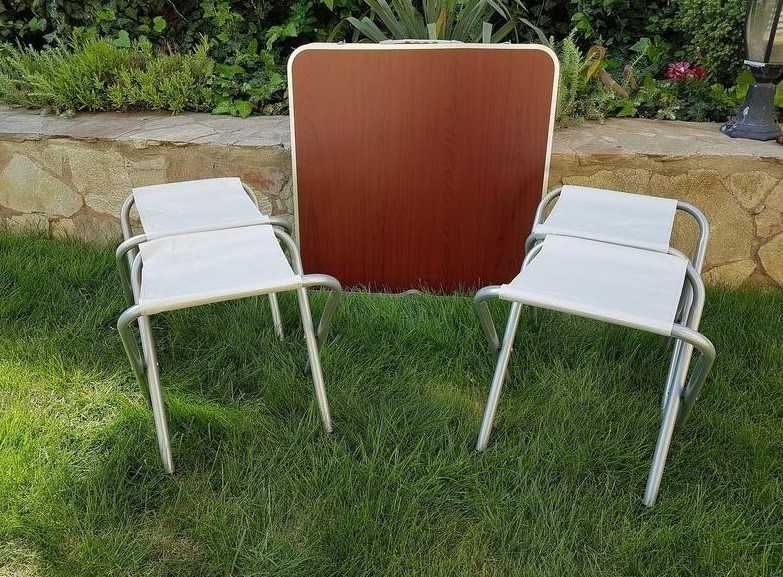 Стол-чемодан алюминиевый раскладной для пикника + 4 стула