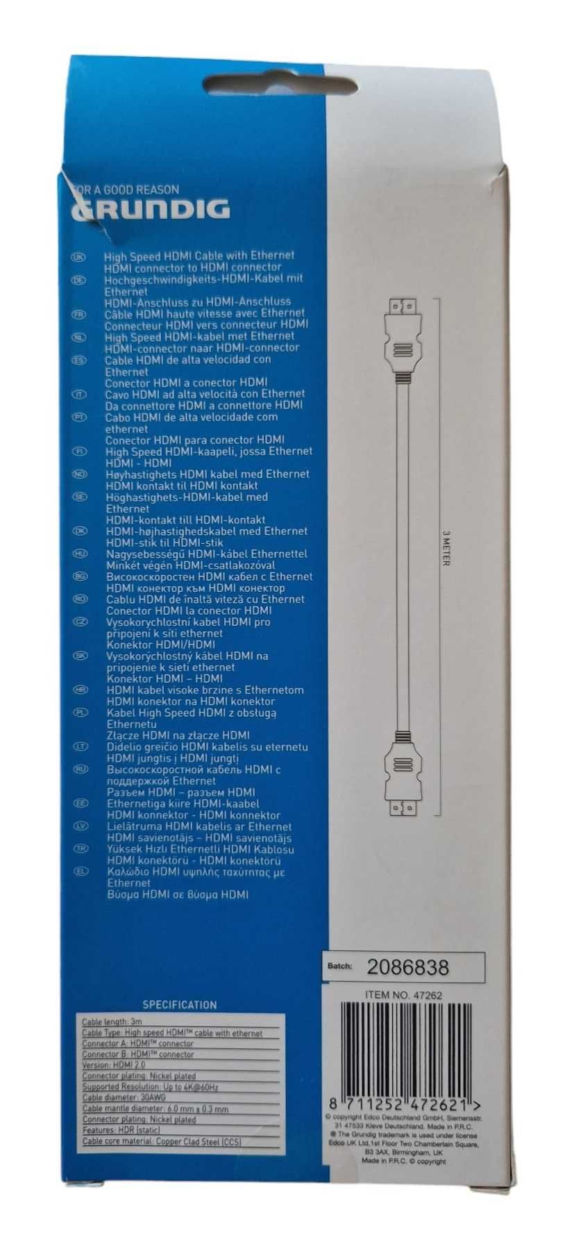Kabel HDMI 3 metry