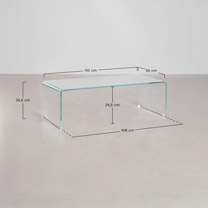 Mesa de Café de Vidro Transparente Castanho (110x55 cm) - Sklum