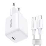 Ładowarka sieciowa Ugreen X513/30W GaN 1x USB-C + kabel USB-C 1m - bia