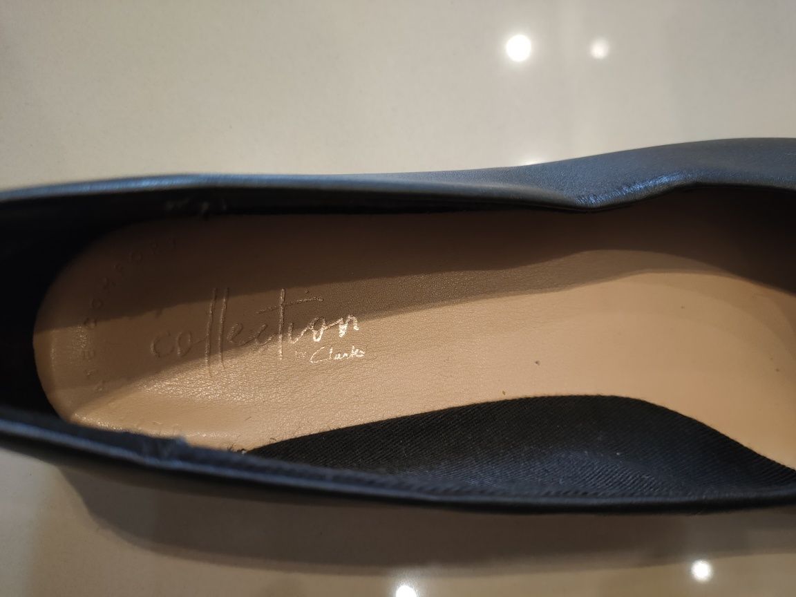 baleriny Clarks skórzane czarne 38/39 24 cm