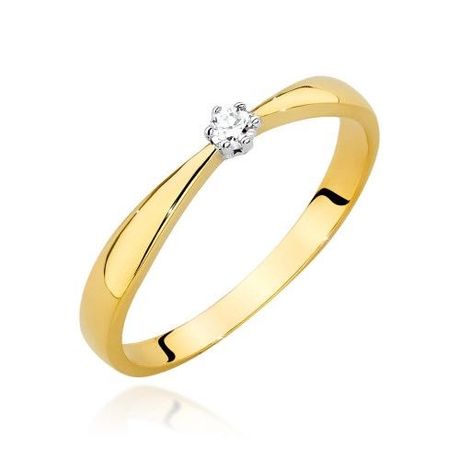 Złoty pierścionek zaręczynowy brylant, złoto 585