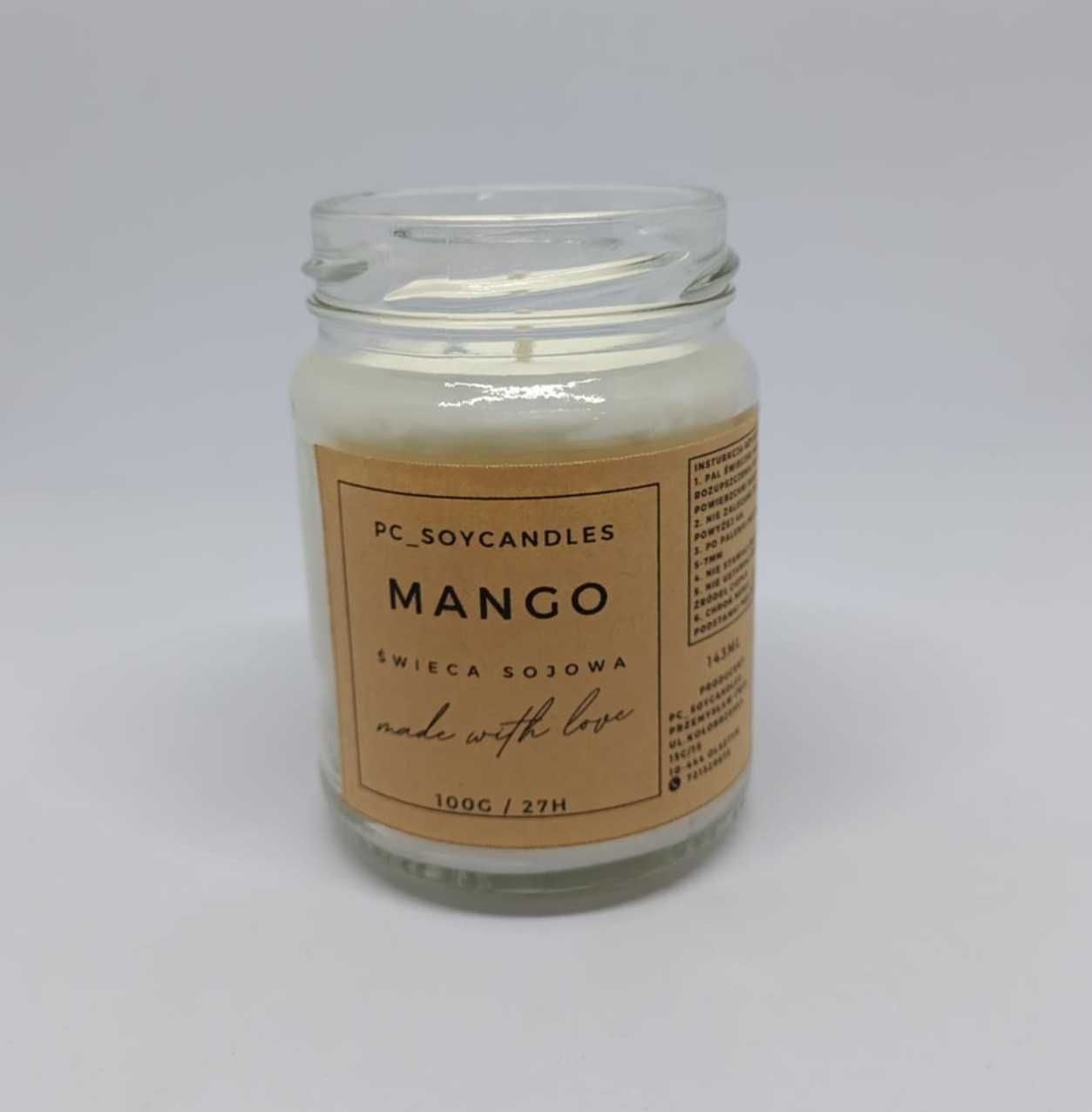 Świeca Sojowa Zapachowa Mango 143ml 27h