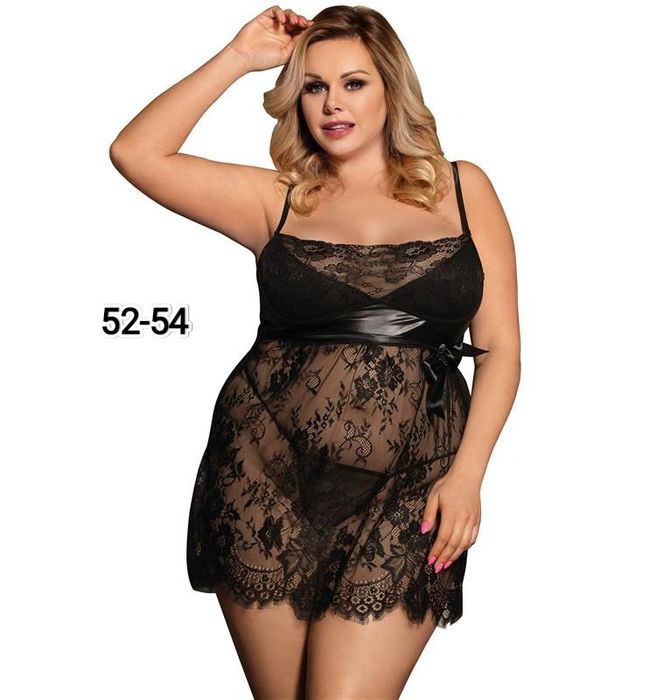 Еротичний пен'юар прозорий короткий чорний,розмір 52-54,