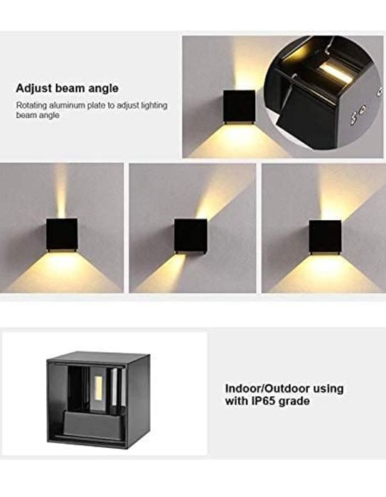 2 szt. Kinkiet Zewnętrzny/Wewnętrzny kryty LED, czarny